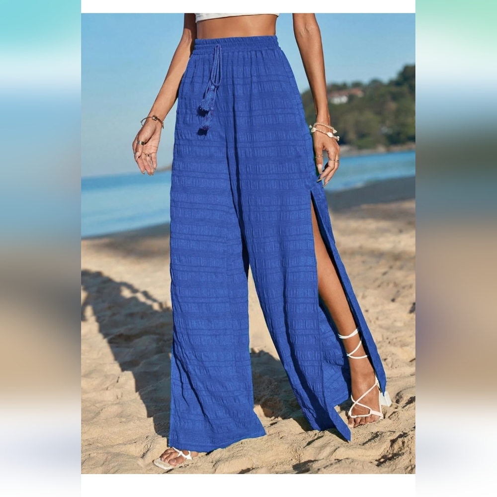 High Waist drawstring Side Split Pants